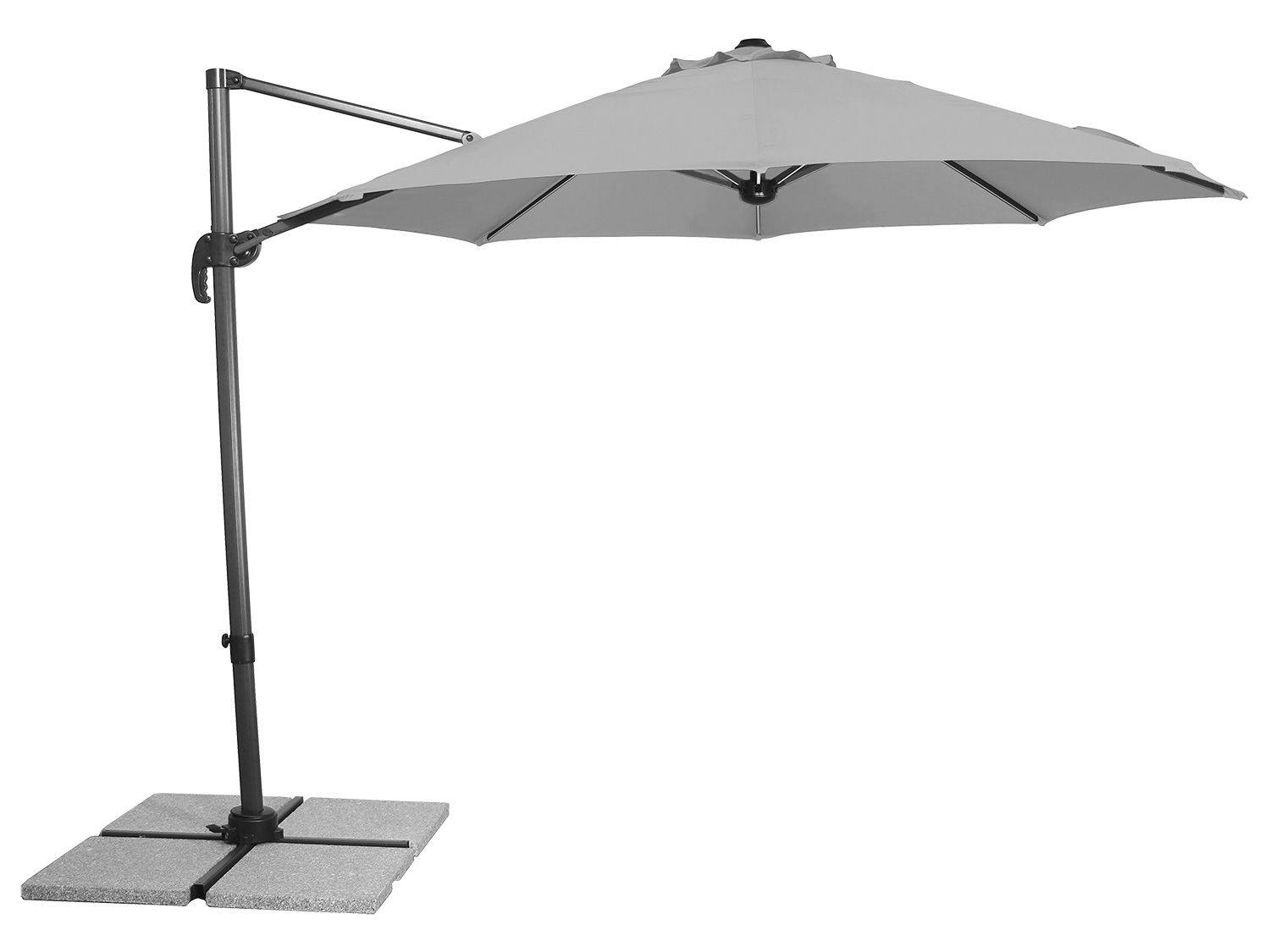 Schneider Parasol ogrodowy Sombra, średnica 300 cm, z listwą świetlną LED Srebrnoszary
