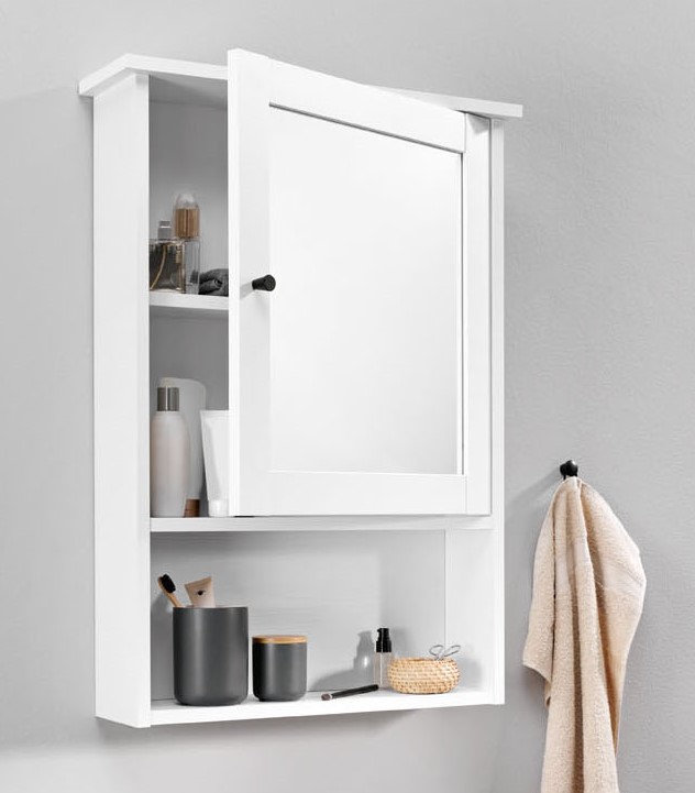 Livarno home Szafka wisząca z lustrem Stockholm, w stylu rustykalnym, biała