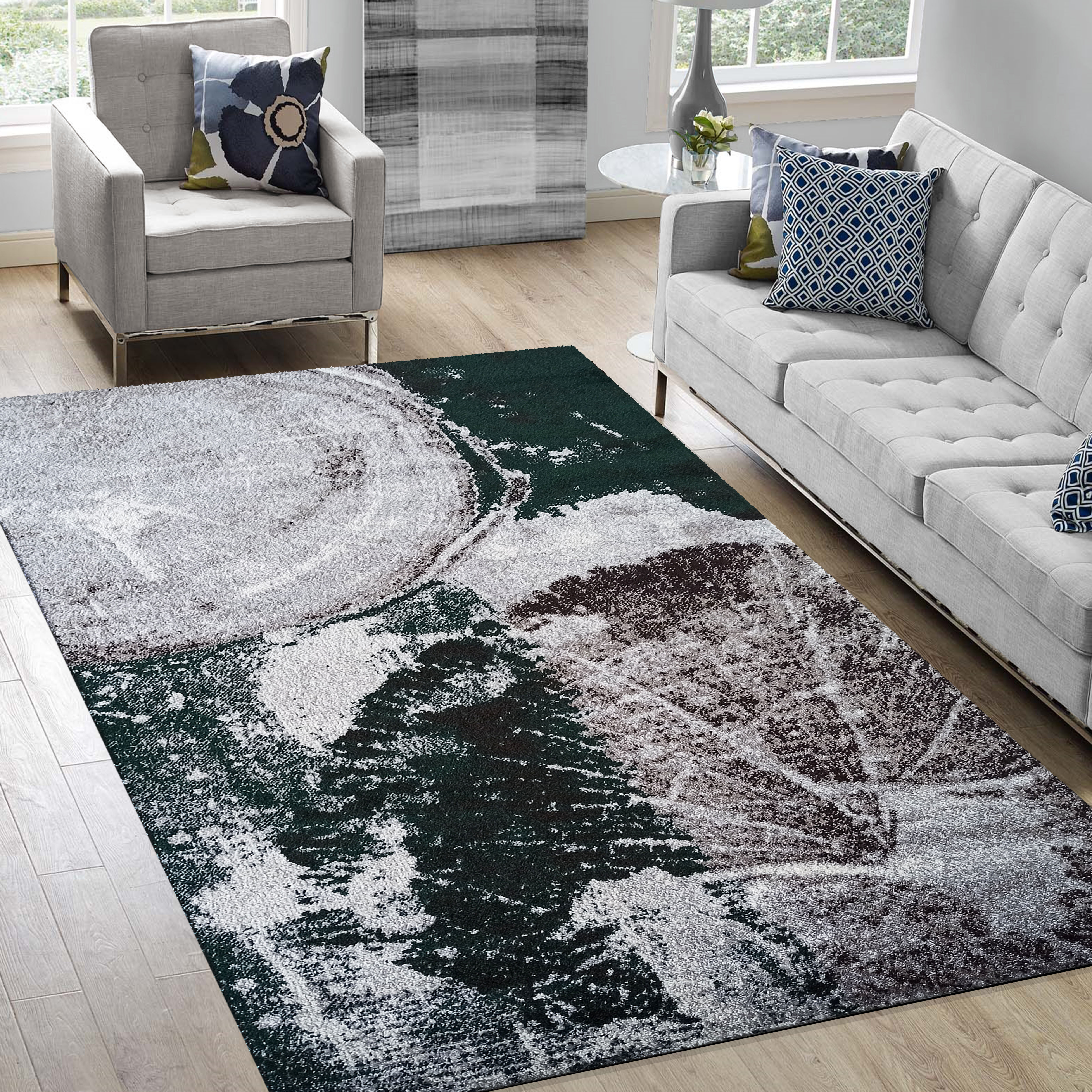 Dywan - 120 x 170 cm - Szary z zielonym - Nowoczesny - Dywanopol
