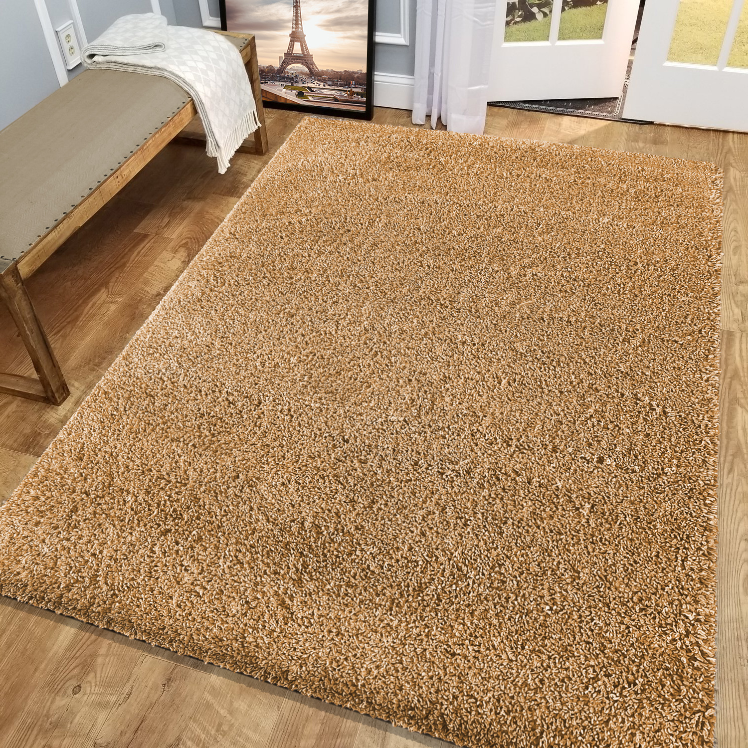 Dywan - 80 x 150 cm - Musztardowy - Shaggy - Dywanopol