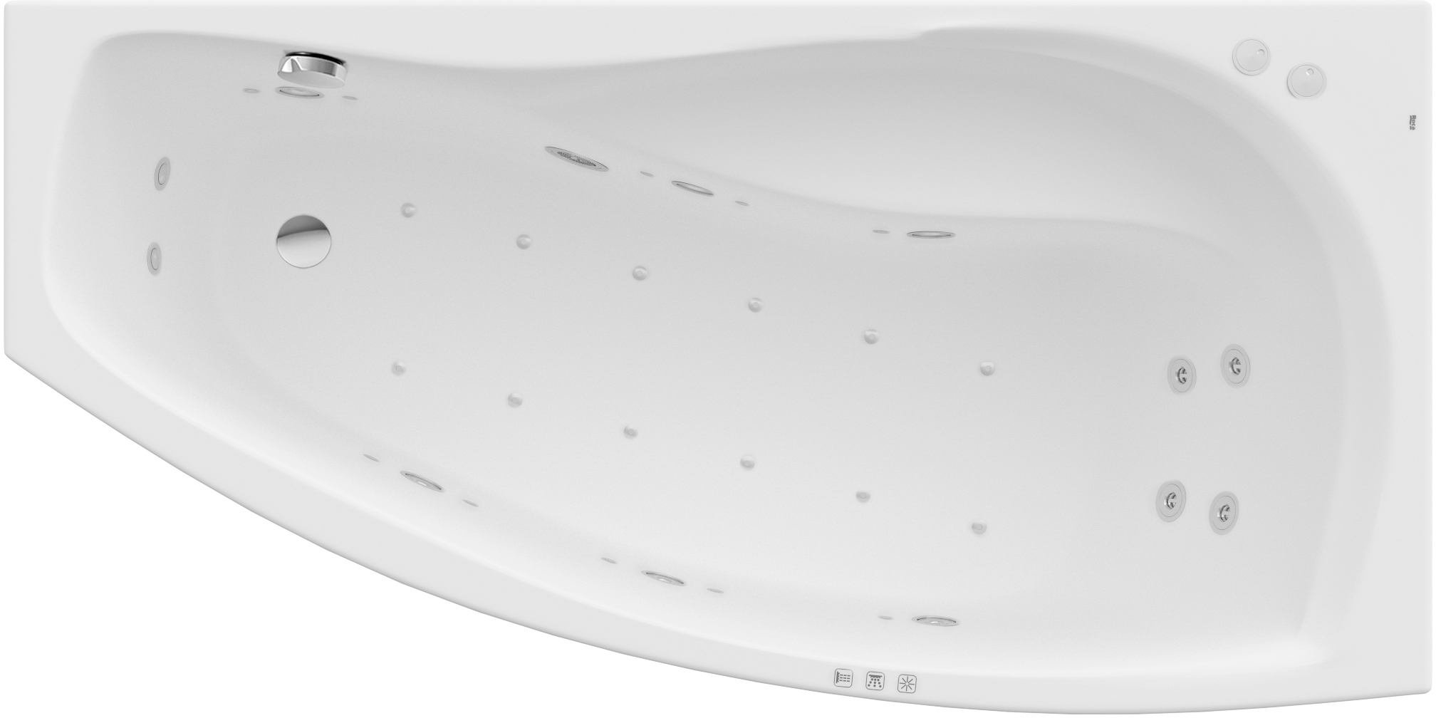 Darmowa Dostawa - Wanna z hydromasażem 160x80 cm asymetryczna biała Roca Nicole A24T165000