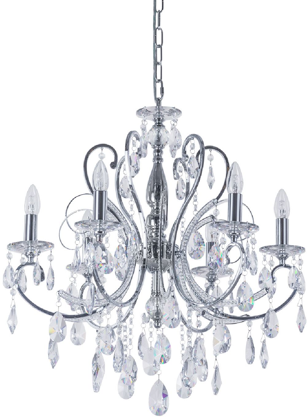 Darmowa Dostawa - Lampa wisząca 6x40 W chrom Italux Barocco Chrome MD727096A