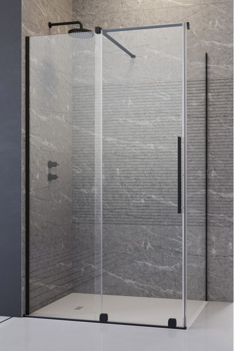 Darmowa Dostawa - Kabina prysznicowa 160x120 cm prostokątna czarny mat/szkło przezroczyste Radaway Furo Black KDJ 101048225401L/101107800101/101