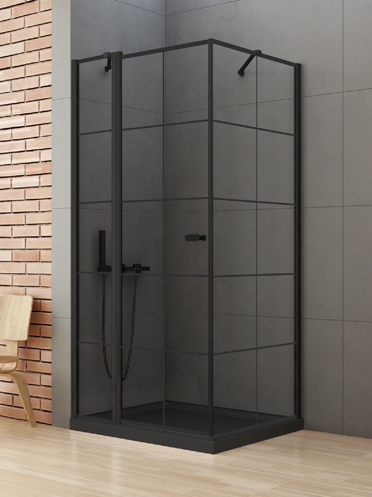 Darmowa Dostawa - Kabina prysznicowa 90x90 cm kwadratowa czarny mat/szkło przezroczyste New Trendy New Soleo Black K0579