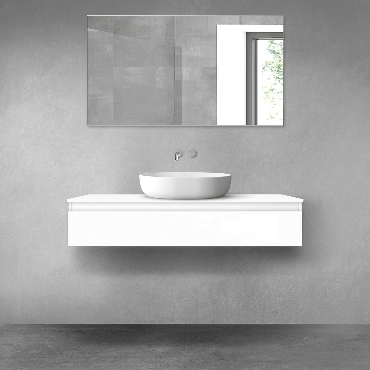 Darmowa Dostawa - Szafka z blatem 120x46.4x25.2 cm podumywalkowa wisząca biała Oltens Vernal 68128000