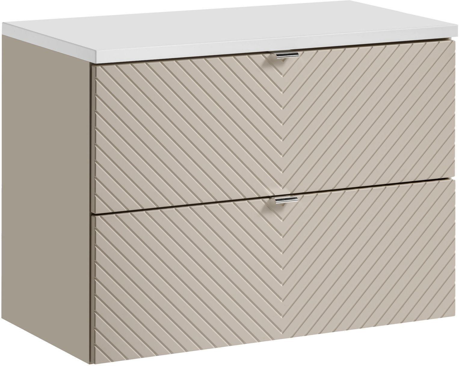Darmowa Dostawa - Szafka z blatem 80x39x57 cm podumywalkowa wisząca beżowa Comad Viva Cashmere SETVICBWHITE80CMS