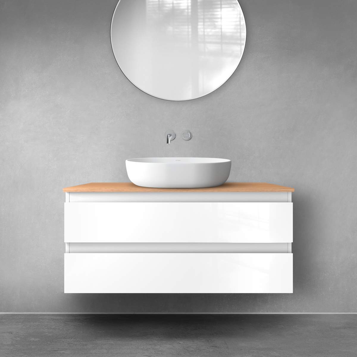 Darmowa Dostawa - Szafka z blatem 100x46.4x48.6 cm podumywalkowa wisząca biała Oltens Vernal 68126000