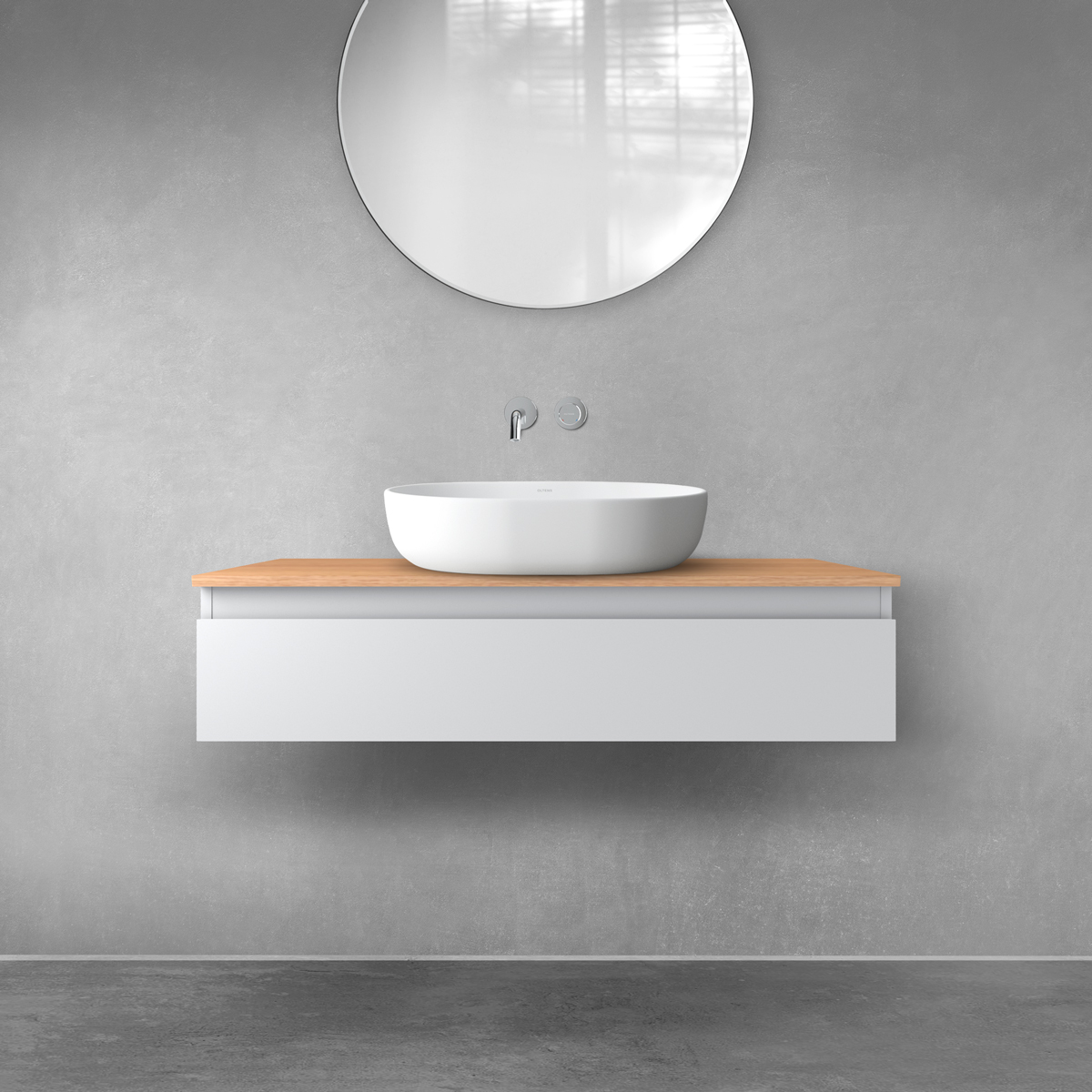 Darmowa Dostawa - Szafka z blatem 100x46.4x25.2 cm podumywalkowa wisząca szara Oltens Vernal 68109700