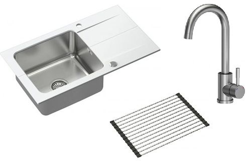 Darmowa Dostawa - Zlewozmywak z baterią biały/stal Quadron Edward abset9667