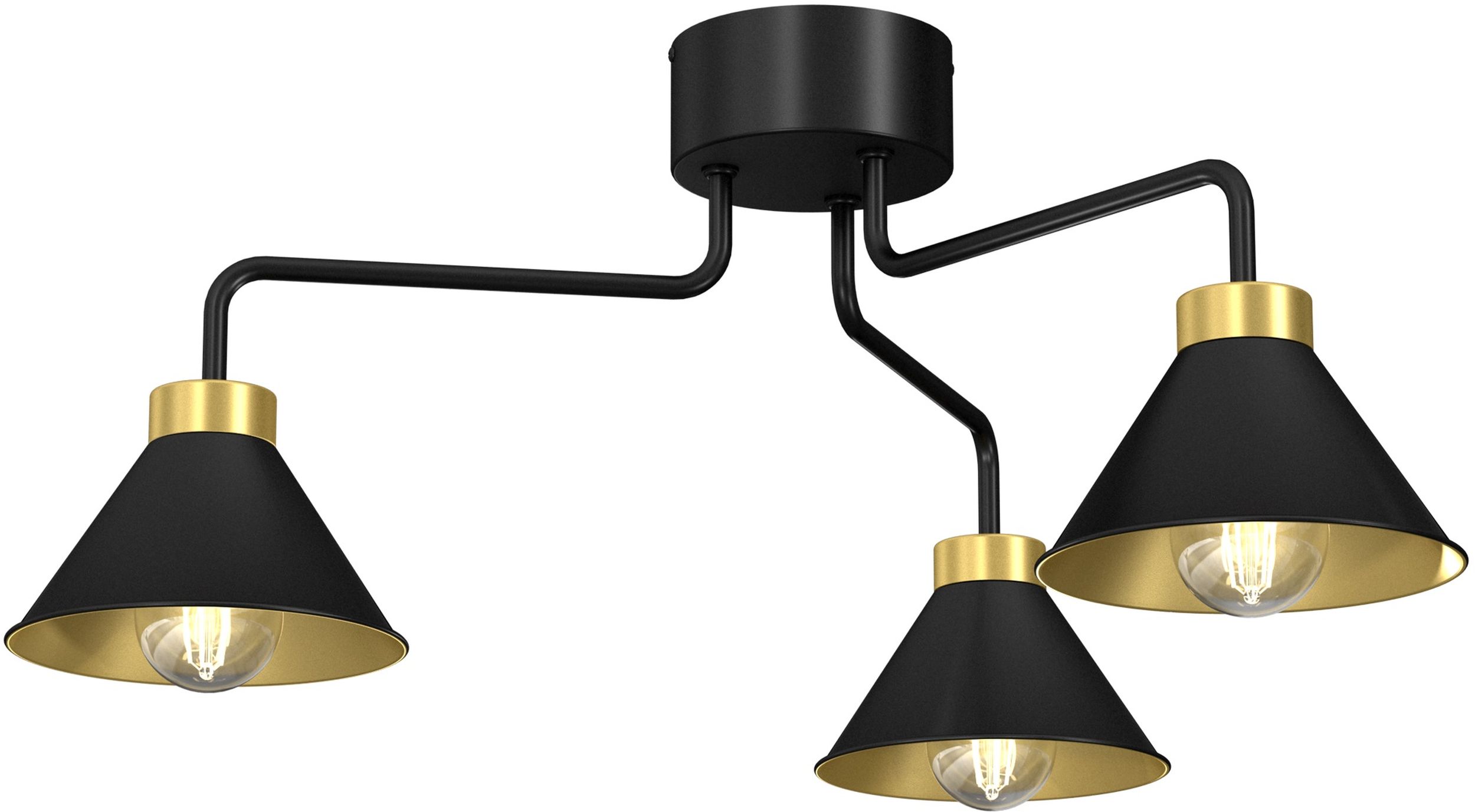 Darmowa Dostawa - Lampa podsufitowa 3x60 W czarna-złota Luminex Demet 0630