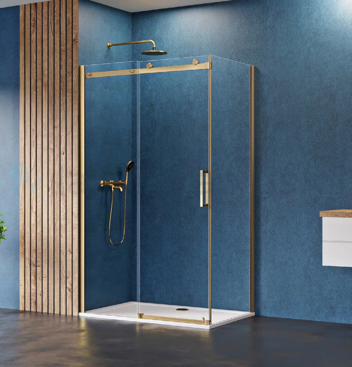 Darmowa Dostawa - Kabina prysznicowa prostokątna 120x90 cm New Trendy Sling Satin Gold D0389A/D0194B