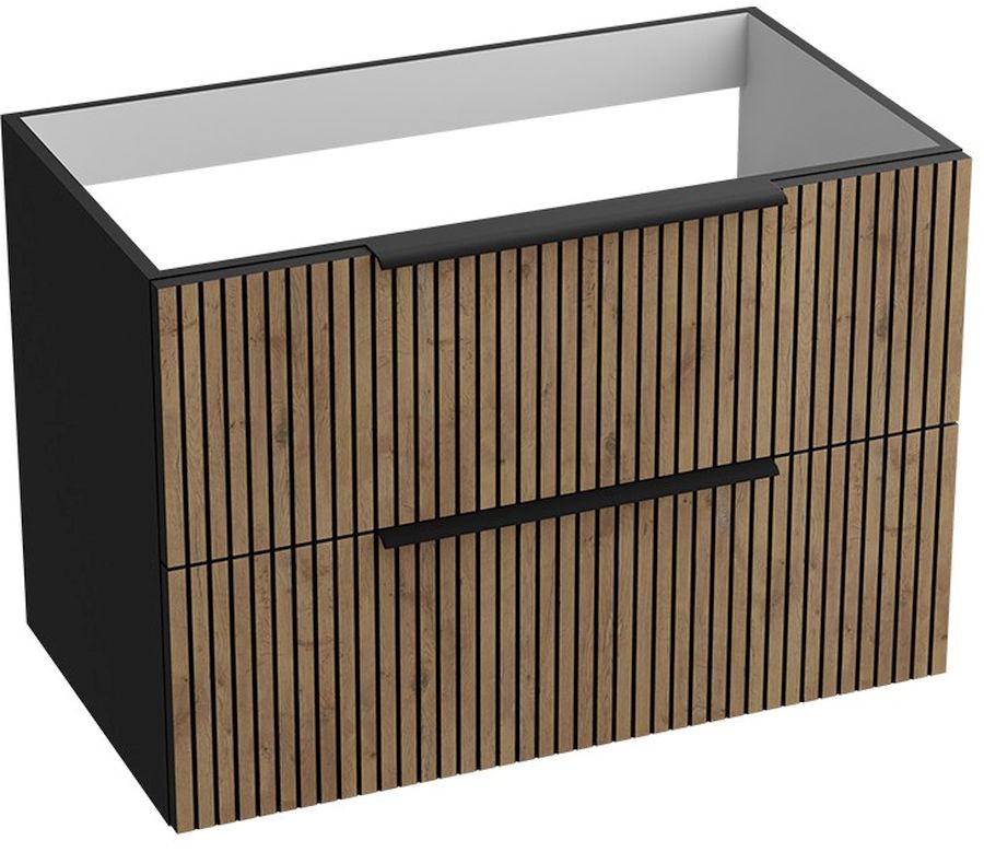 Darmowa Dostawa - Szafka 80.5x46x54.2 cm podumywalkowa wisząca czarna-drewno LaVita Oklahoma 5900378334071