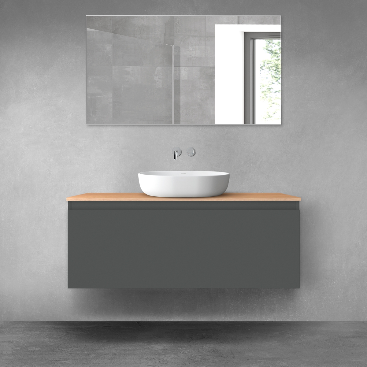 Darmowa Dostawa - Szafka z blatem 120x46.4x48.6 cm podumywalkowa wisząca grafitowa Oltens Vernal 68106400
