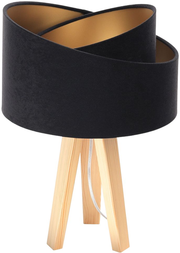 Darmowa Dostawa - Lampa stołowa 1x60 W czarna-złota-drewno BPS Koncept Galaxy 060S009