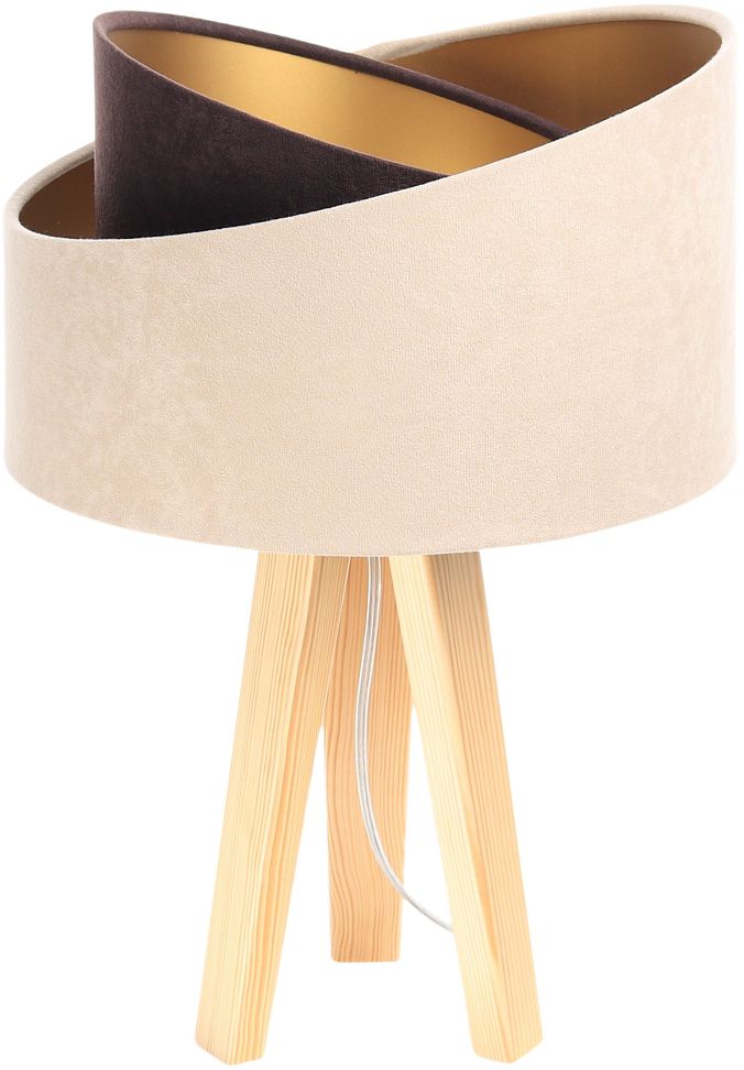 Darmowa Dostawa - Lampa stołowa 1x60 W złota-drewno-brązowa-beżowa BPS Koncept Galaxy 060S019