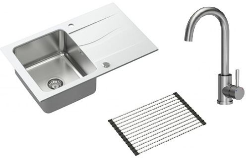 Darmowa Dostawa - Zlewozmywak z baterią biały/stal Quadron Michael abset9664