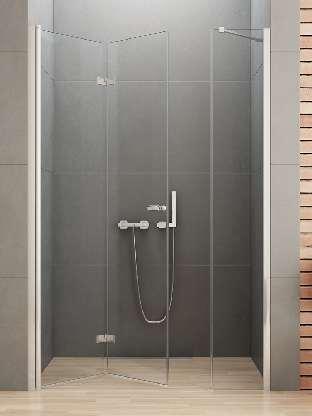 Darmowa Dostawa - Drzwi prysznicowe 110 cm składane chrom połysk/szkło przezroczyste New Trendy New Soleo D0148A/D0094B