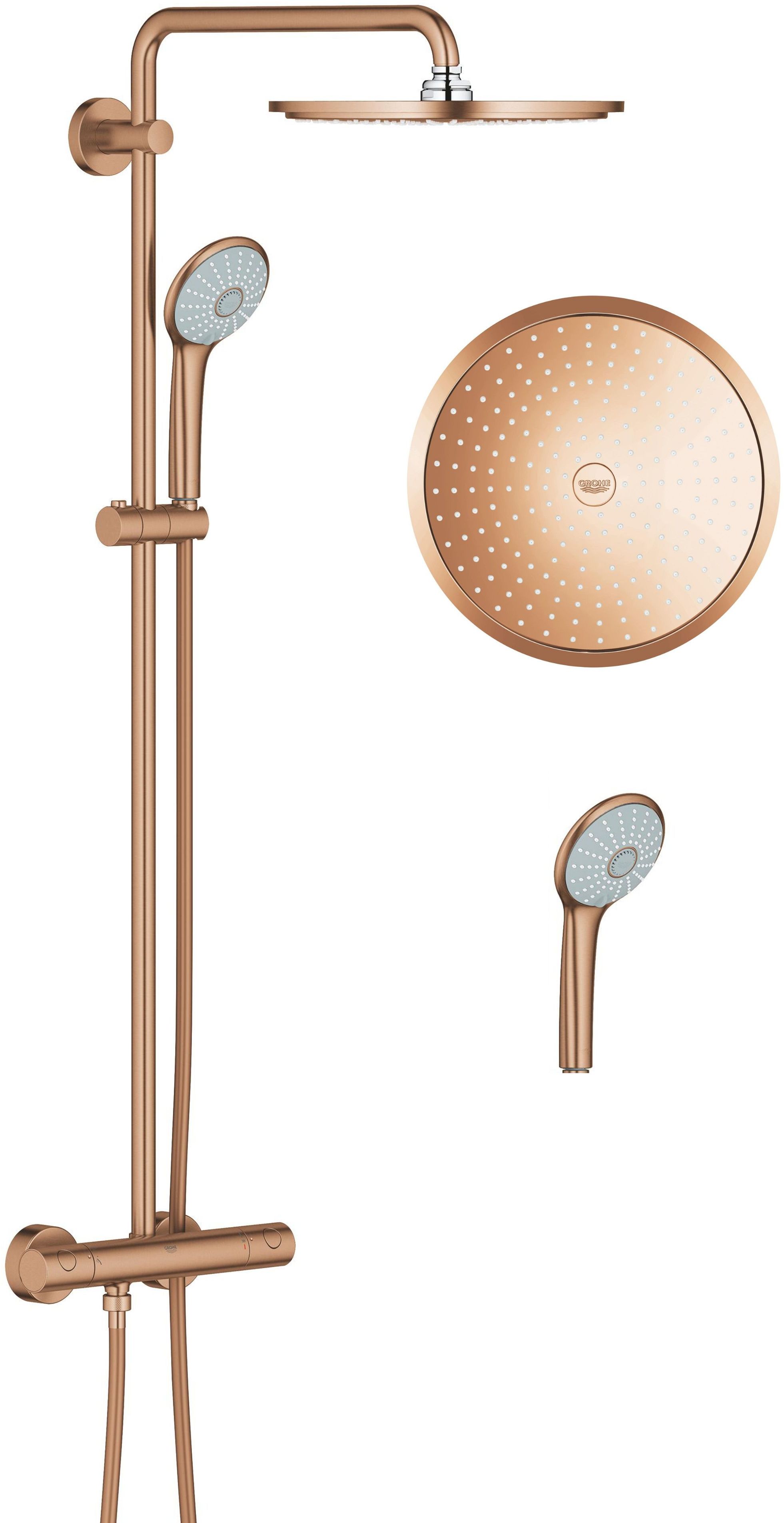 Darmowa Dostawa - Zestaw prysznicowy ścienny termostatyczny z deszczownicą brushed warm sunset Grohe Euphoria 26075DL0