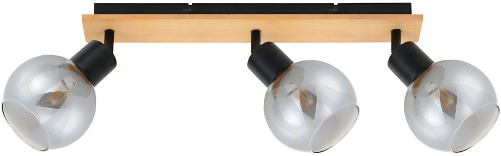 Darmowa Dostawa - Lampa podsufitowa 3x25 W czarna-drewno Italux Barel SPL675353BKWO