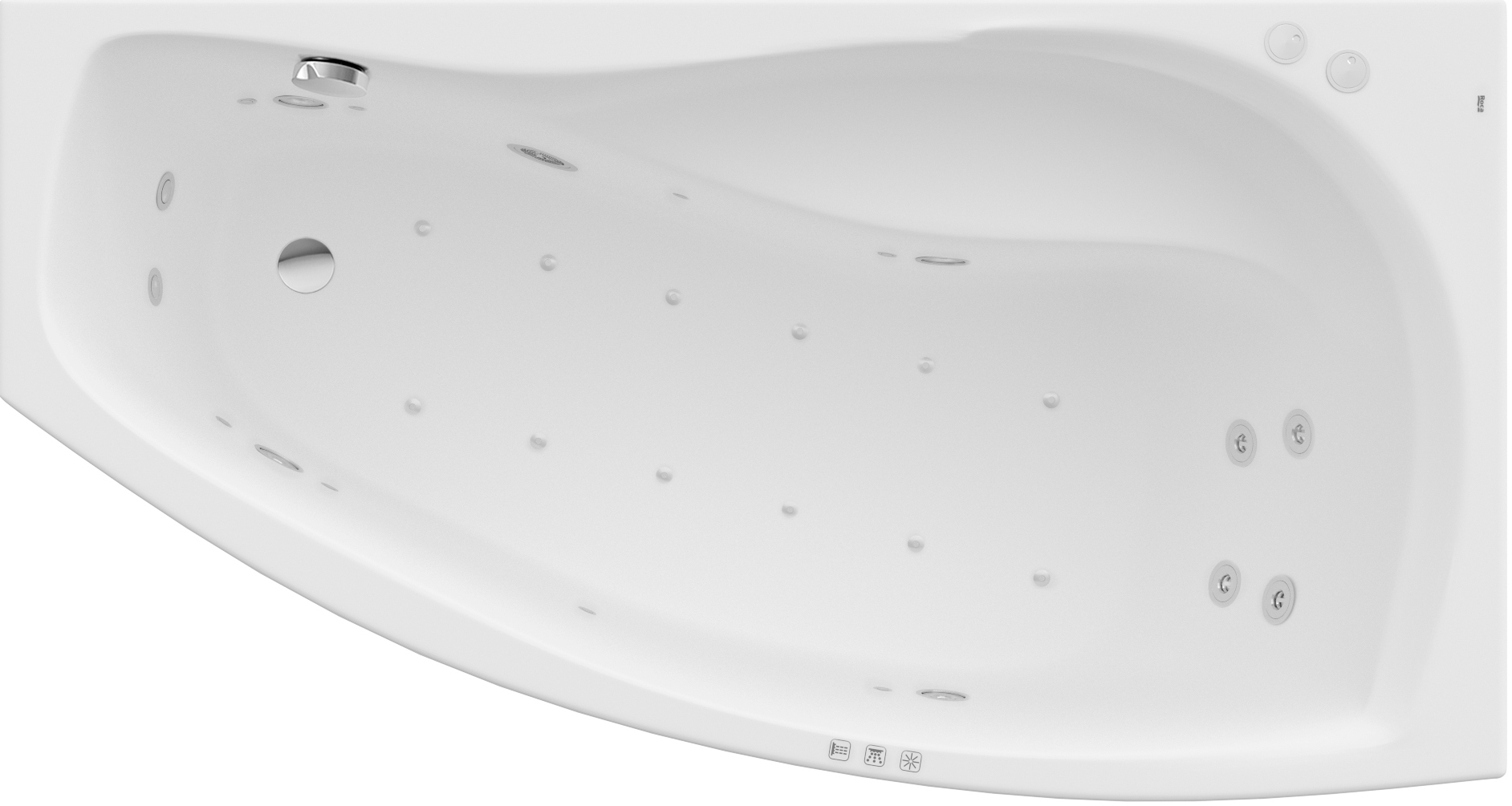 Darmowa Dostawa - Wanna z hydromasażem 150x80 cm asymetryczna biała Roca Nicole A24T133000