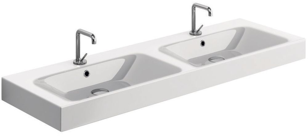 Darmowa Dostawa - Umywalka 140x45 cm prostokątna ścienna-nablatowa biała Kerasan Cento 353601