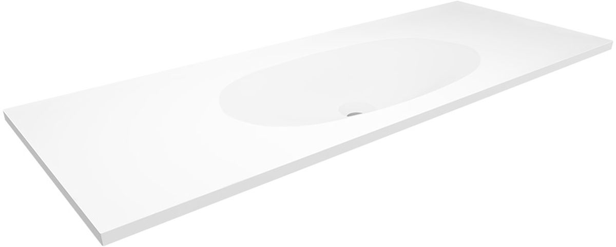 Darmowa Dostawa - Umywalka 120x45 cm prostokątna wpuszczana-z blatem biała Cristalstone Armonico U1200MCOTGBO