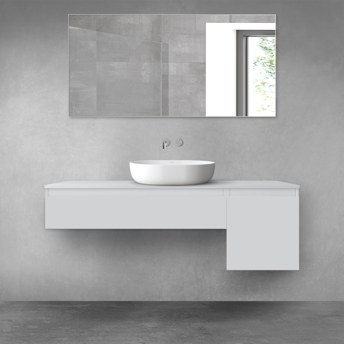 Darmowa Dostawa - Zestaw mebli łazienkowych 140x46.4x48.6 cm podumywalkowa wisząca szara Oltens Vernal 68280700
