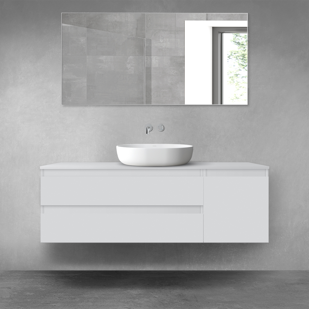 Darmowa Dostawa - Zestaw mebli łazienkowych 140x46.4x48.6 cm podumywalkowa wisząca szara Oltens Vernal 68262700