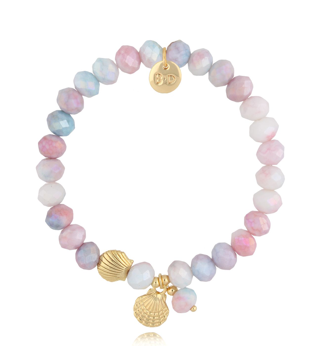 Bransoletka z kryształkami i muszelką Crystal Shell BSH0173 - By Dziubeka