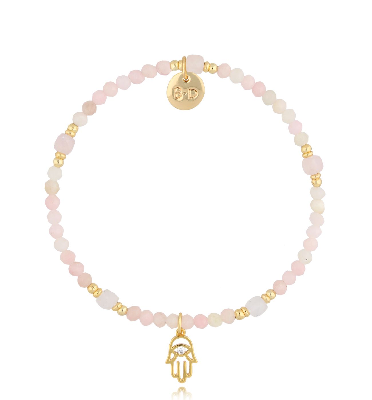 Bransoletka różowa z ręką Fatimy Pink Stones - By Dziubeka