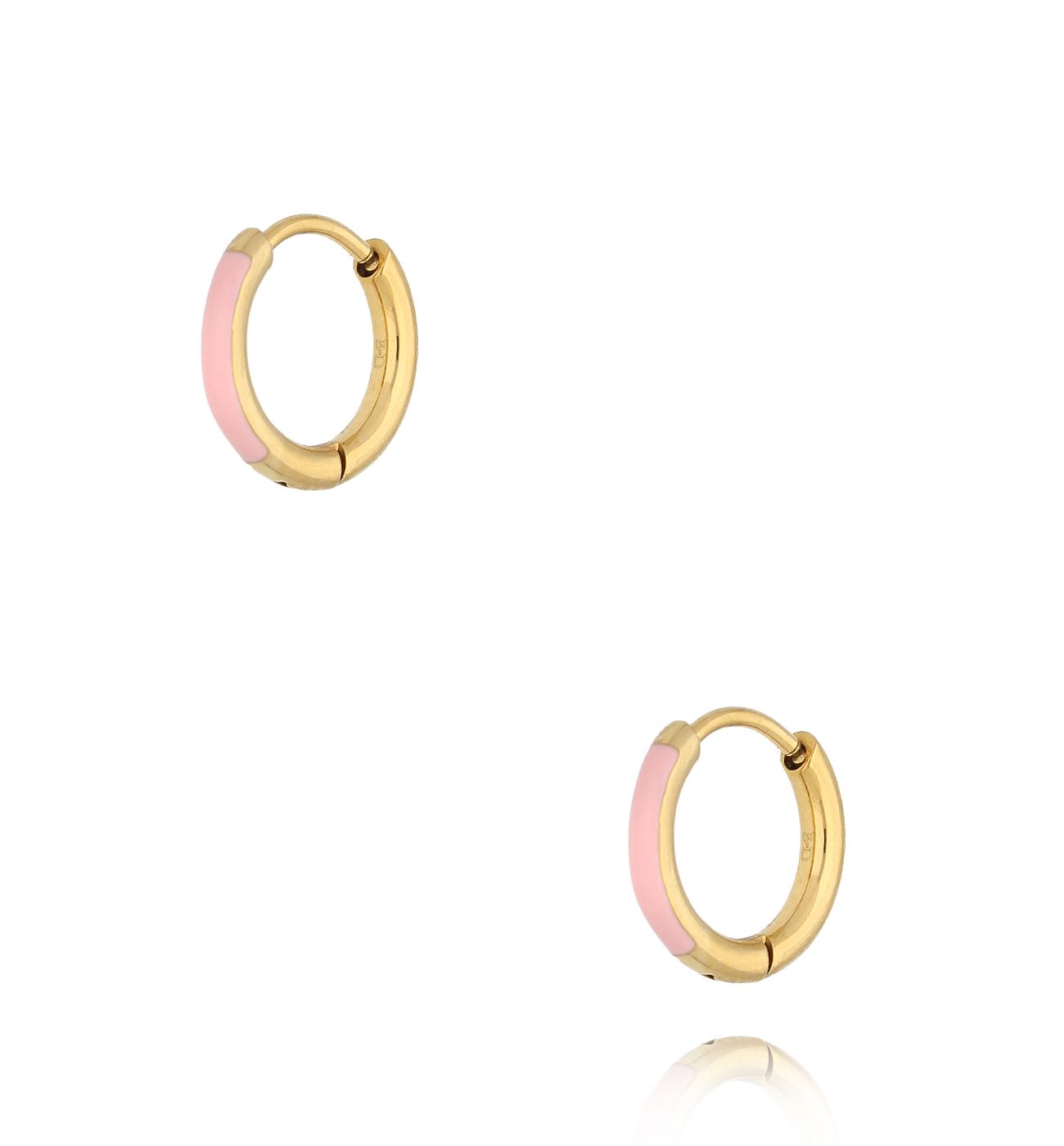 Kolczyki złote koła z różową emalią Enamel Small Hoops KSA1722