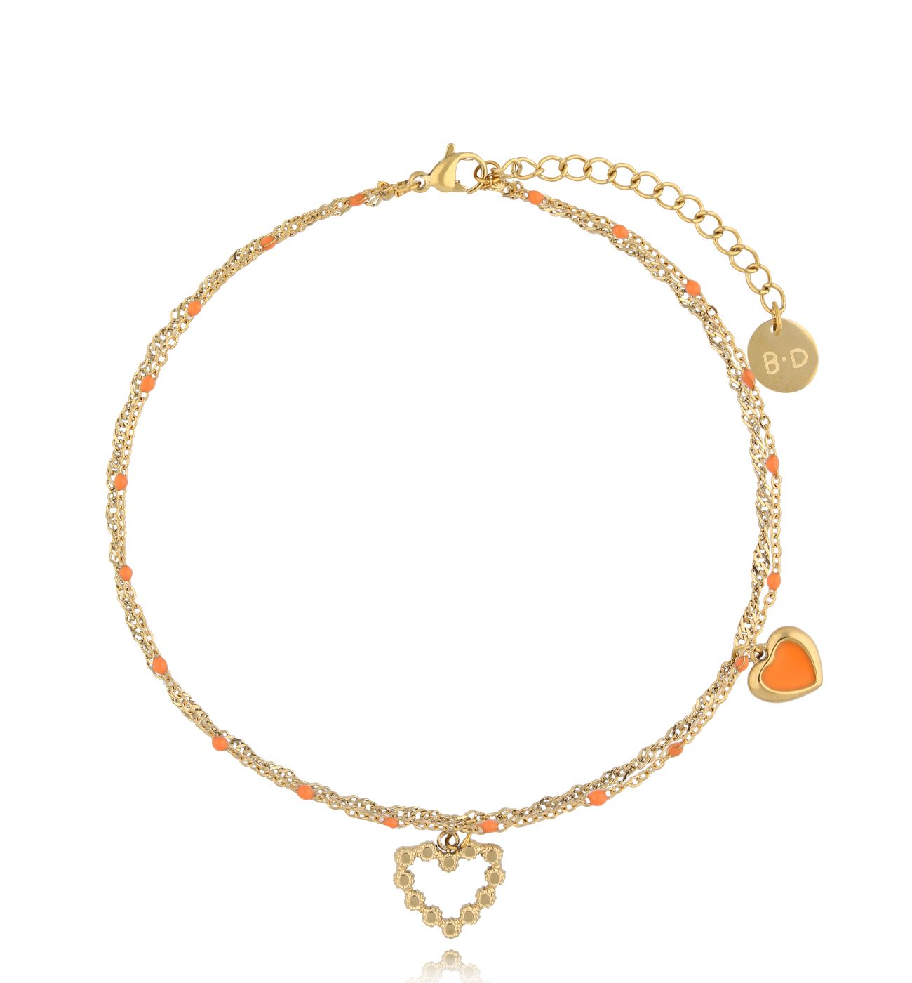 Bransoletka na nogę z pomarańczowym serduszkiem Orange Heart BNSY0011