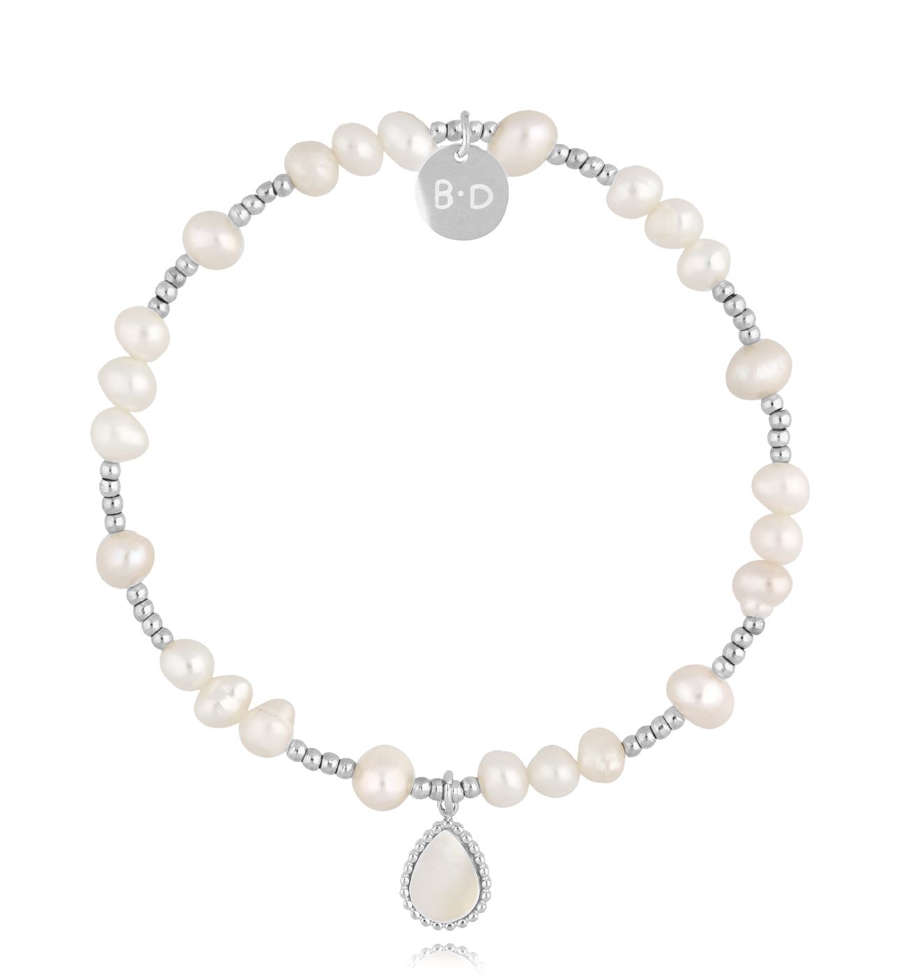 Bransoletka z perłami i srebrną zawieszką White Night Elegance BPE0111