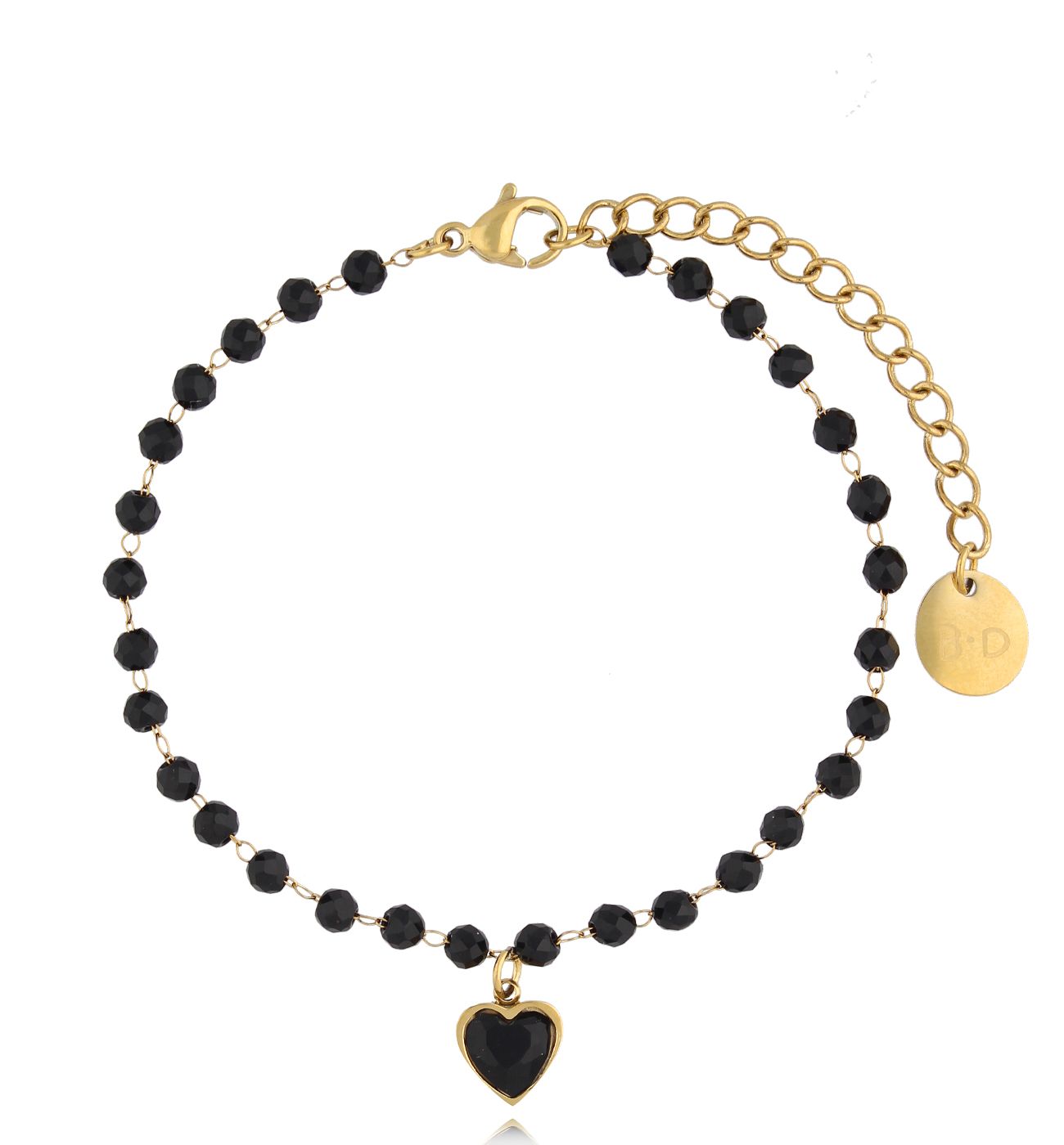 Bransoletka czarna z serduszkiem Black Heart BSY0021 - By Dziubeka