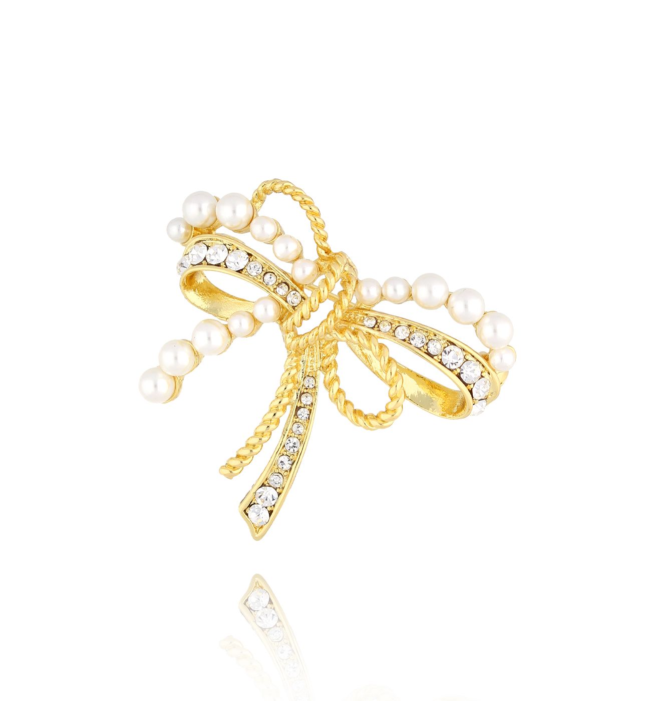 Broszka złota kokarda Fiocco di perle BRSS0189 - By Dziubeka