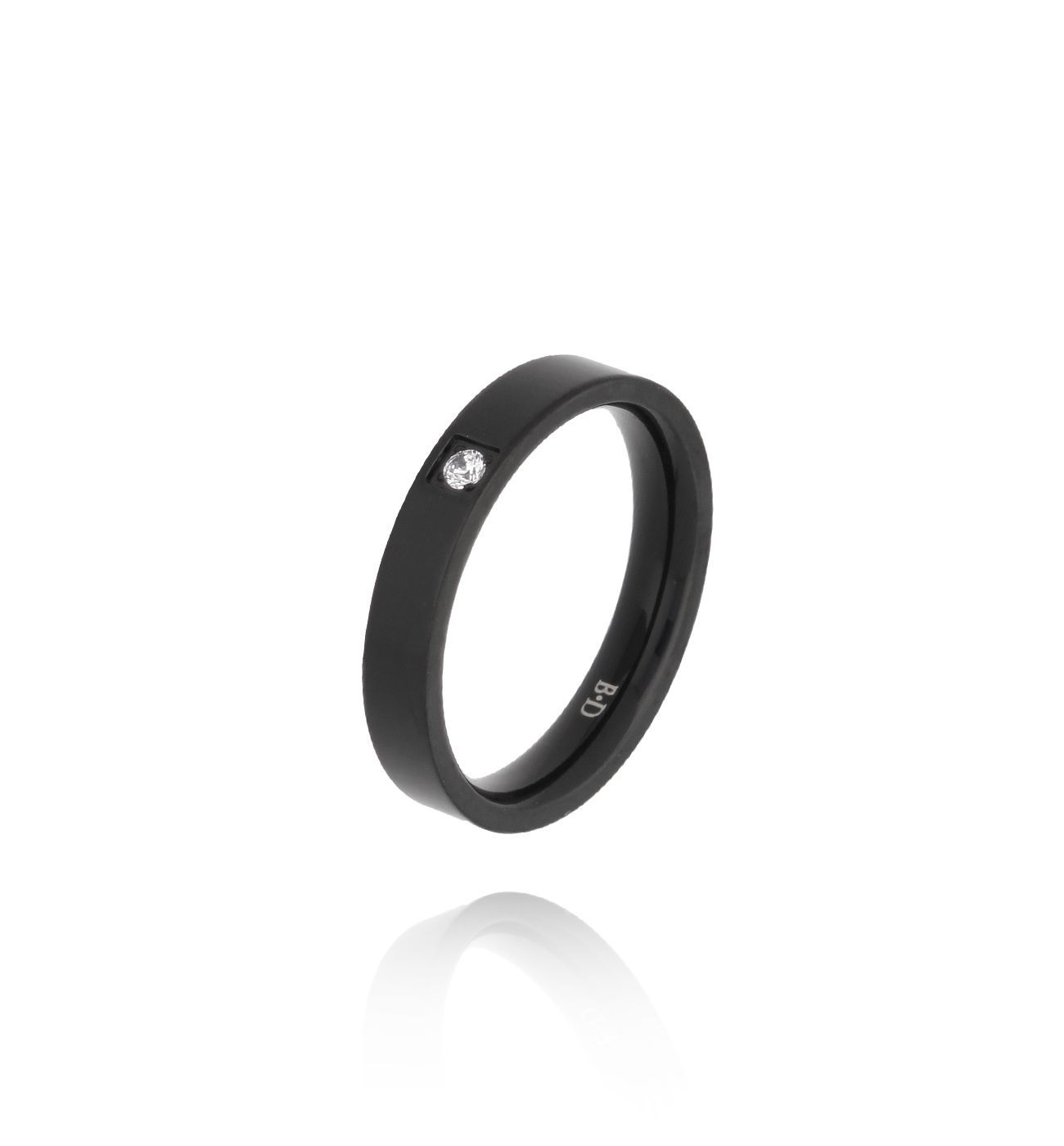 Obrączka czarna z cyrkonią Forever PSA0846