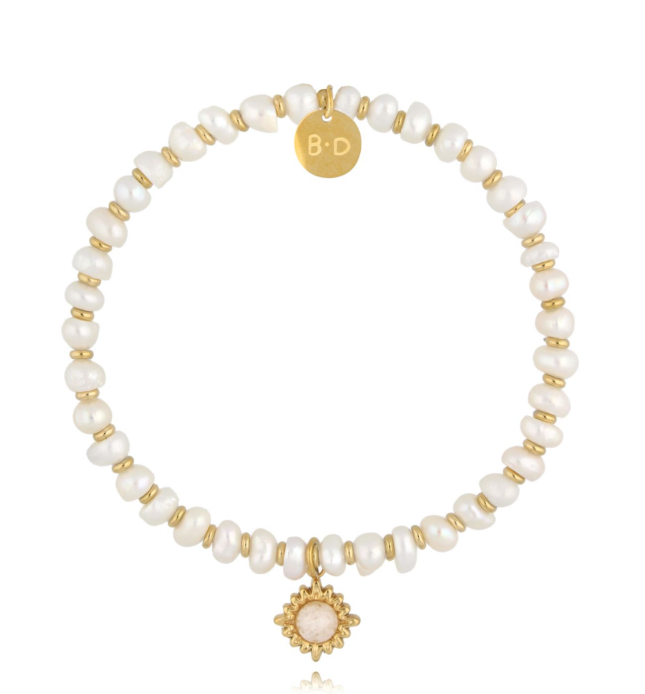 Bransoletka z perłami i złotą zawieszką White Night Elegance BPE0106