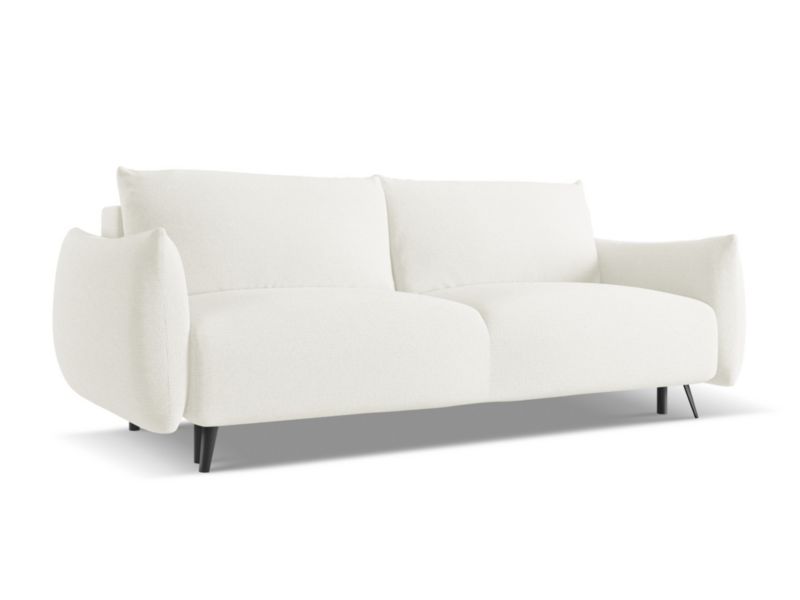 Kanapa 3-osobowa z funkcją spania Makamii Malie z tkaniny szenilowej 230x105 cm biały 1 szt.