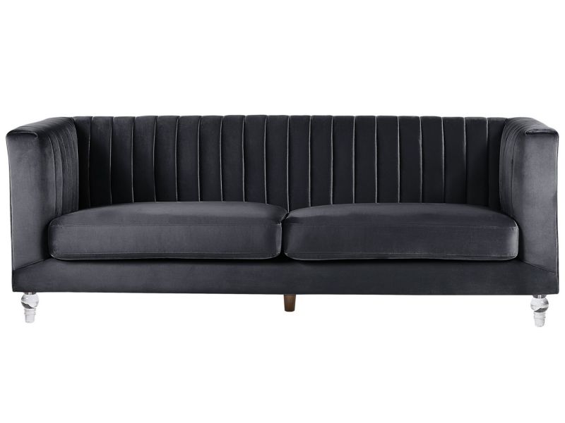 Sofa 3-osobowa welurowa czarna Arvika 1 szt.