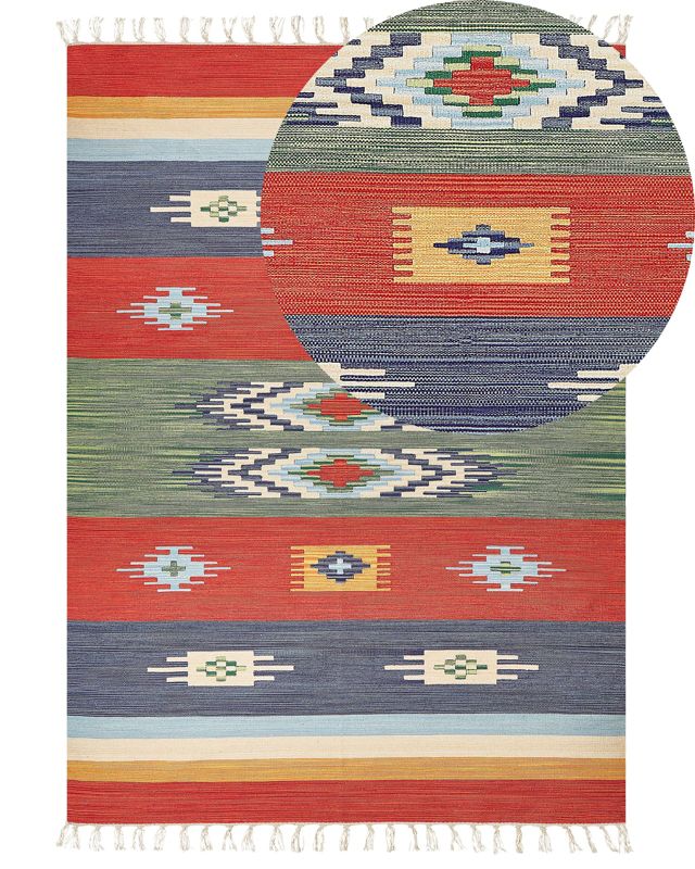 Dywan bawełniany kilim 200 x 300 cm wielokolorowy Kamaris 1 szt.