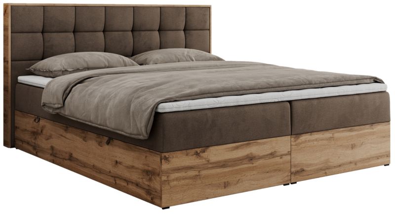 Łóżko kontynentalne MKS Meble ALBERO 1 140x200 H3 Brązowy welvet 1szt.