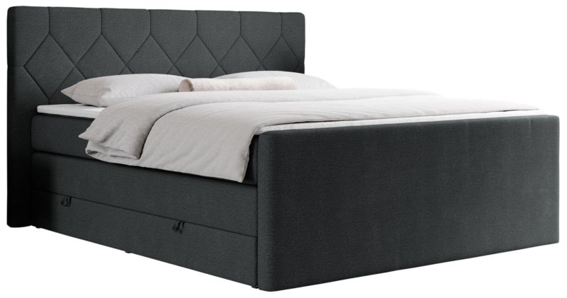 Łóżko kontynentalne MKS Meble KING EIGAR 140x200 H3 ciemnoszary struktura 1szt.