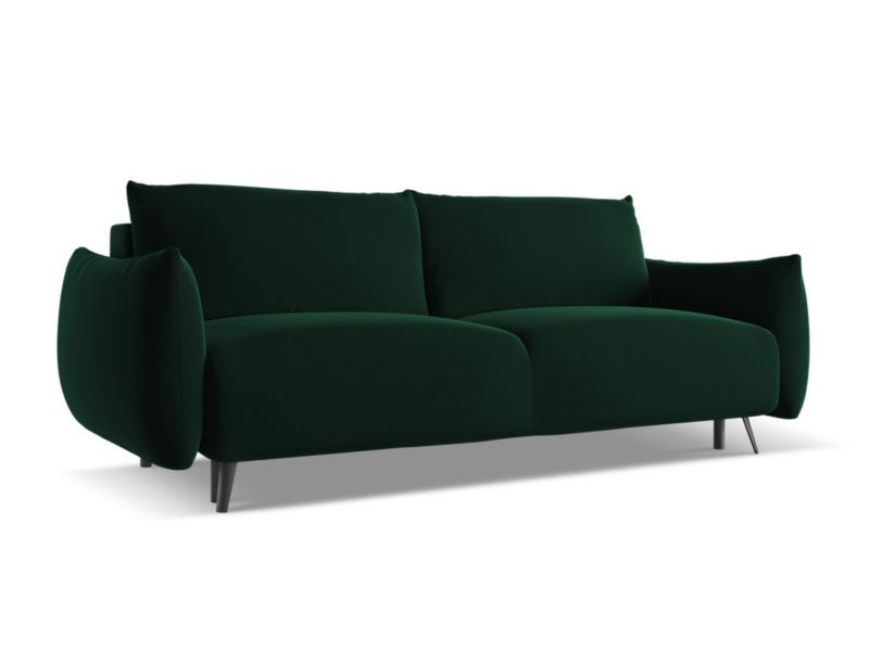 Kanapa 3-osobowa z funkcją spania Makamii Malie z weluru 230x105 cm butelkowa zieleń 1 szt.