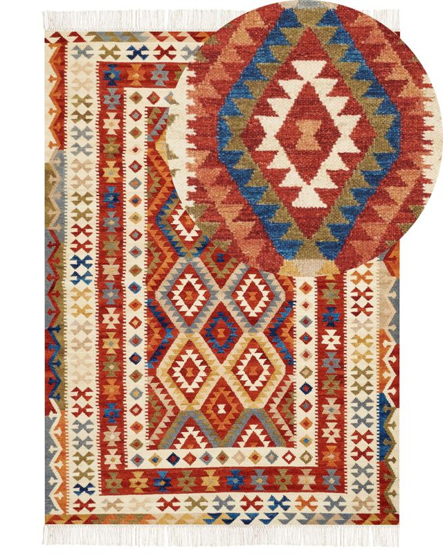 Dywan wełniany kilim 200 x 300 cm wielokolorowy Oshakan 1 szt.