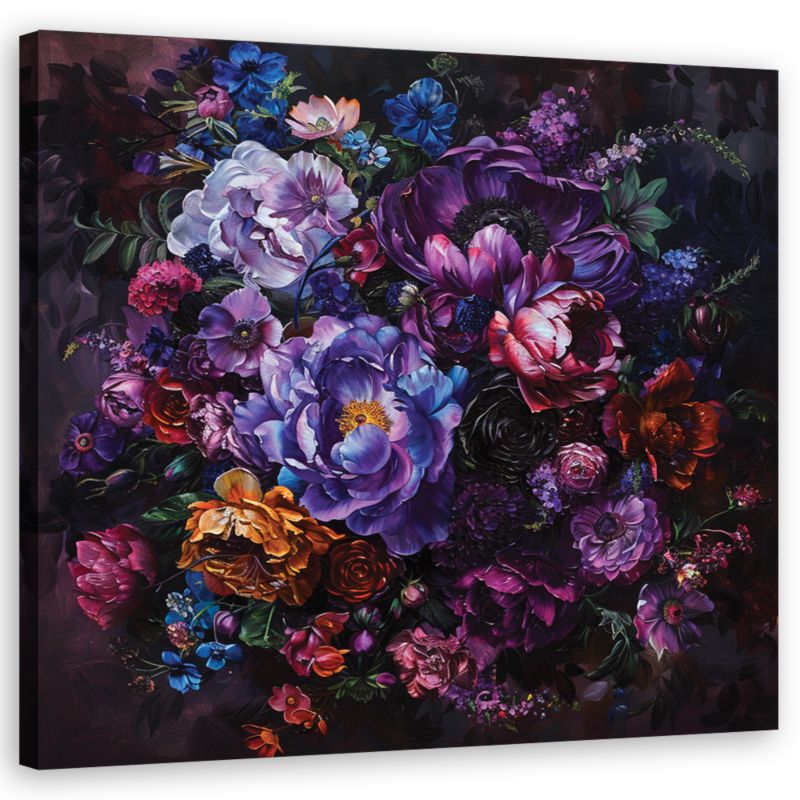 Obraz do salonu sypialni Feeby Bukiet Kwiatów Fioletowy 60x60 cm 1szt