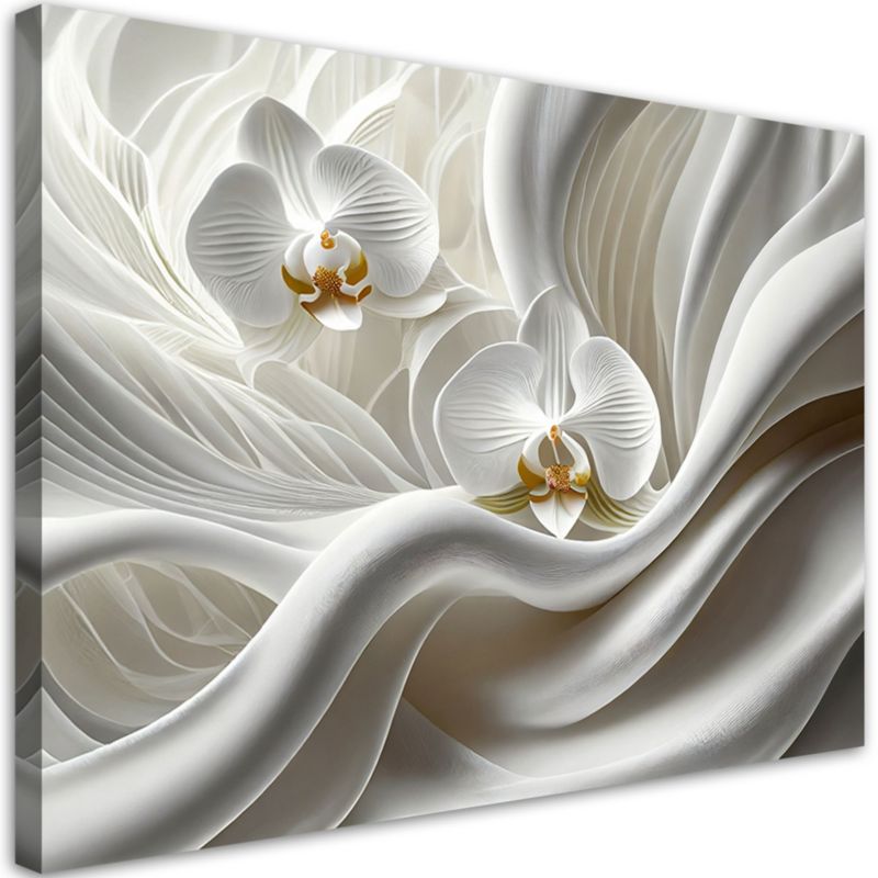 Obraz do salonu sypialnia Feeby Biała Orchidea Abstrakcja 3D 100x70 cm 1szt