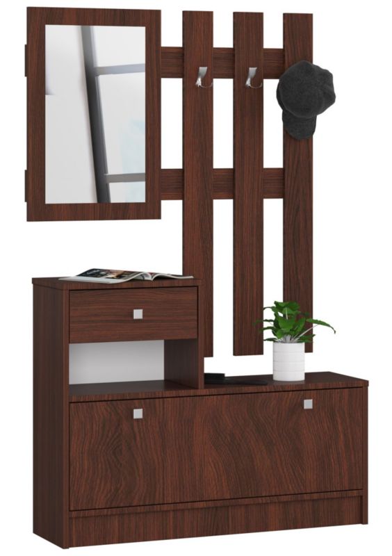 Zestaw mebli z szafką na buty Akord Wenge 90 cm 1 drzwi 1 szuflada kolor Wenge mat 2 półki 90x25x170 cm 1 zestaw