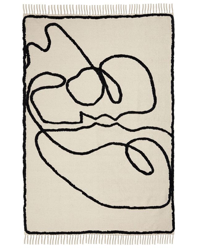 Dywan bawełniany 160 x 230 cm beżowo-czarny Konur 1 szt.