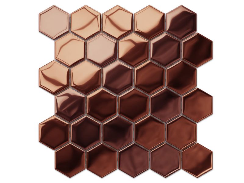 Heksagon Mozaika szklana Ilcom miedziana rose copper metallic 24.7 x 25.5 cm 1 szt.