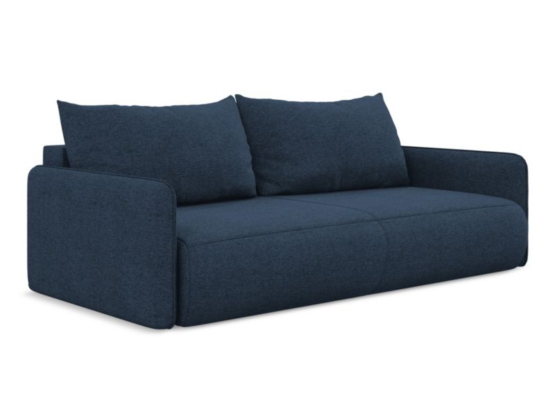 Kanapa 3-osobowa z funkcją spania Makamii Nanea z tkaniny szenilowej 216x105 cm królewski niebieski 1 szt.